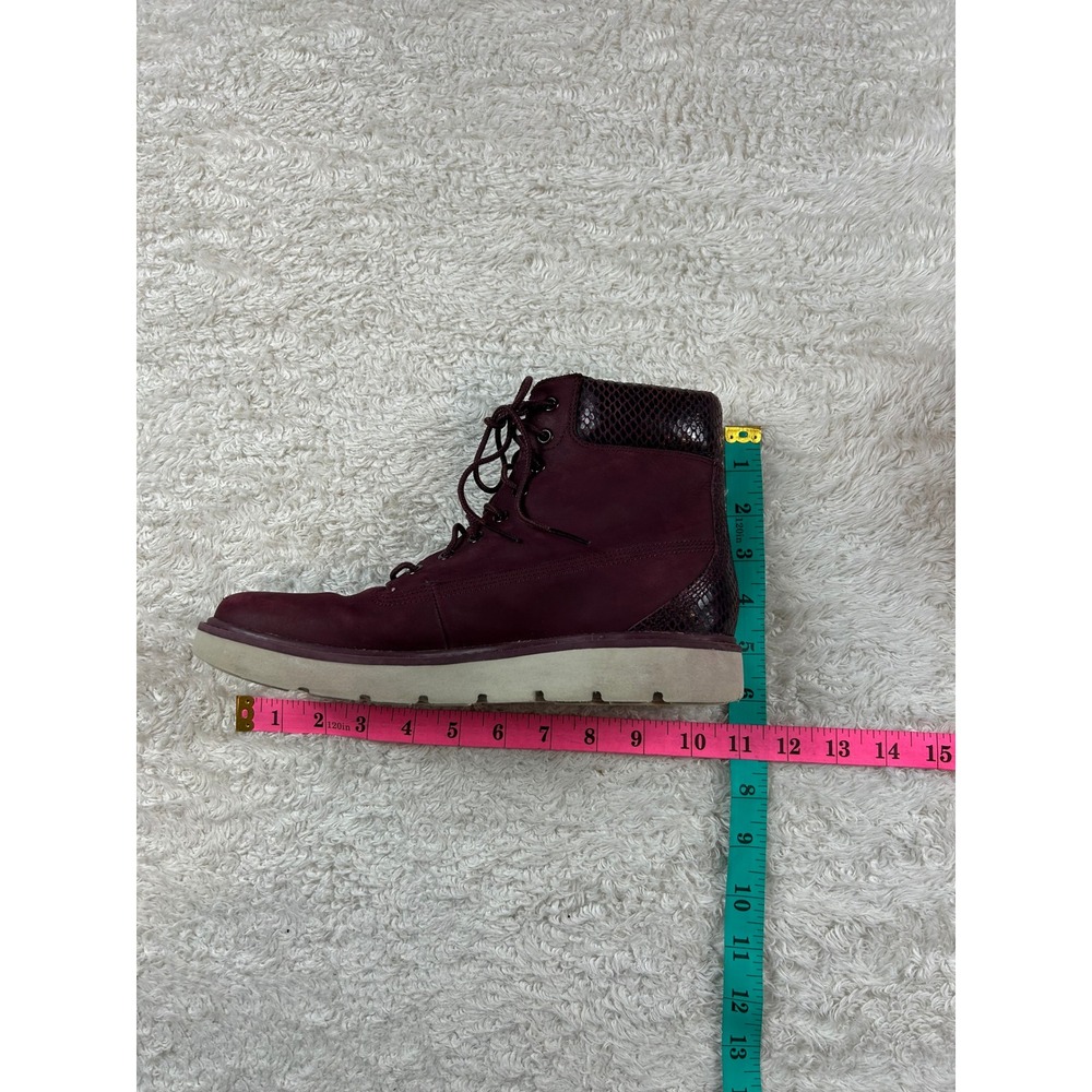 Timberland Kenniston Burgundy Snakeskin accent ankle Boots Size 8 - Picture 8 of 9